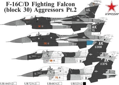 UpRise Decals UR32312 - F-16C/D Fighting Falcon (Block 30), Aggressors Pt.2 1/32
