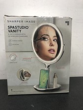 8 in. x 8 in. Round Table Top Bathroom LED Mirror with Wireless Charger by Sharp