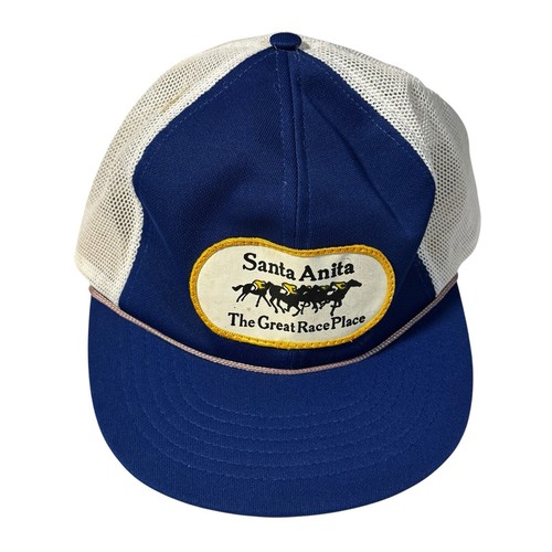 Vintage Santa Anita Mesh Trucker Hat Blue & Beige Adjustable Snapback Lot of 3 - Picture 2 of 8
