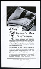 1936 HBC Hudson's Bay Point blanket photo skiing theme art vintage print ad