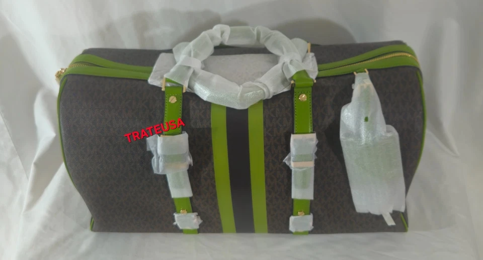 Bolso de fin de semana Michael Kors Bedford extra grande firma a rayas verde meado nuevo con etiquetas Foto 3 de 4