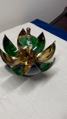lotus flower cigarette dispenser Vtg Art Deco Lotus Flower Cigarette Dispenser with Music Box As Is works