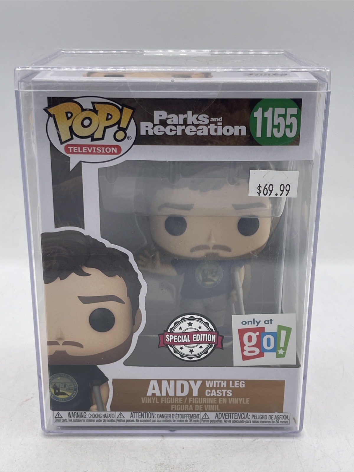 Funko Pop! Television Parks And Recreation Andy With Leg Casts #1155 W Hard Case