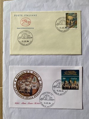 Lot mit 8 Umschlägen FDC, 1 Ordner, 8 Broschüren italienische Post, Ref. F 28