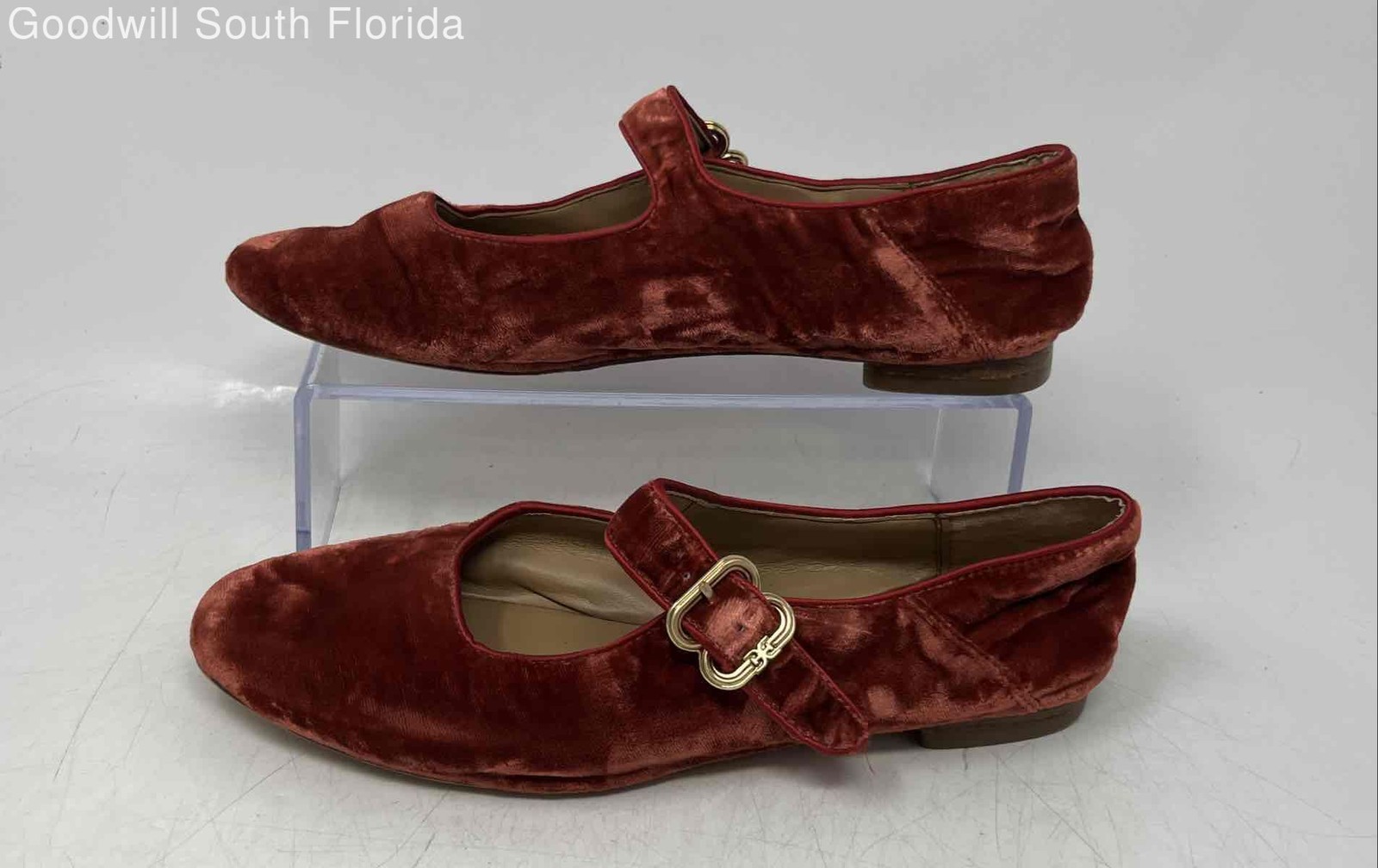 Sam Edelman Womens Michaela Brown Velvet Almond Toe Mary Jane Flats Shoes Size 4