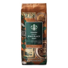Starbucks 12540222 1 lbs. Bag Decaffeinated Whole Bean Coffee - Pike Place New