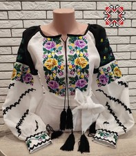 Woman Vyshyvanka Ukrainian embroidery embroidered blouse 100 Linnen Hand Made