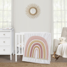 Sweet Jojo Designs 3-Piece Baby Mini Crib Bedding Set Boho Rainbow For Girls