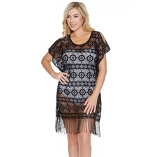 Dotti Black Poncho Fringe Cover Up