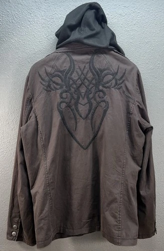 Roar "Brave Soul" blazer Men 2XL embroidered graphics removable black hoodie image 16