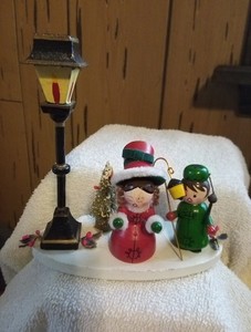Vintage Wooden Carolers Candle Holder