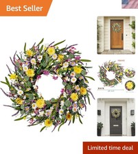 Daisy and Lavender Wreath 24    Wildflower Wreath Spring and Summer Artificial...