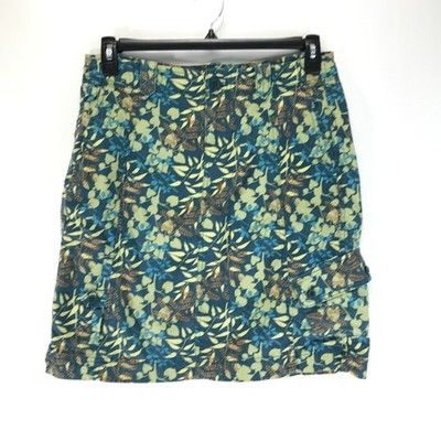Eddie Bauer A-Line Cargo Skirt Women's Size 8 Floral Cotton Pockets Casual