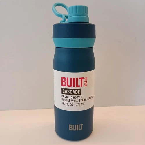 NEW Built Cascade 16oz Stainless Steel Insulated Kid's Water Bottle Chug Lid Blu