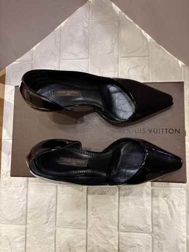 LOUIS VUITTON Pumps Heel Leather Black EU34/US4 Authentic from Japan - Picture 24 of 24