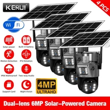 4Pack Solar Battery Powered Wifi Outdoor Pan/Tilt Home Security Camera System