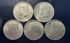 Lot of 5, 1964 Kennedy Half Dollar, 90% Silver- Great coins