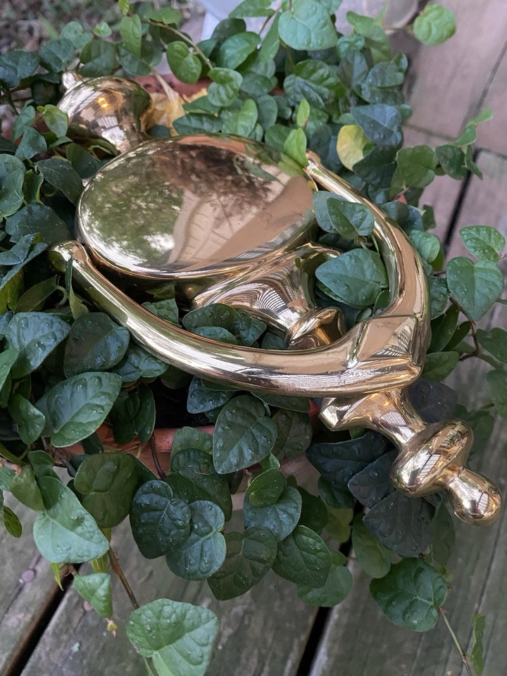 Llamador de puerta tradicional de latón macizo pesado *alto brillo* Incluye accesorios de montaje Foto 3 de 4