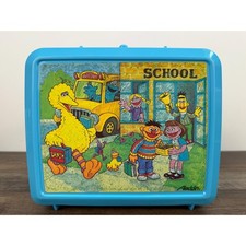 Vintage Sesame Street Blue Plastic Lunchbox Jim Henson 80s 90s