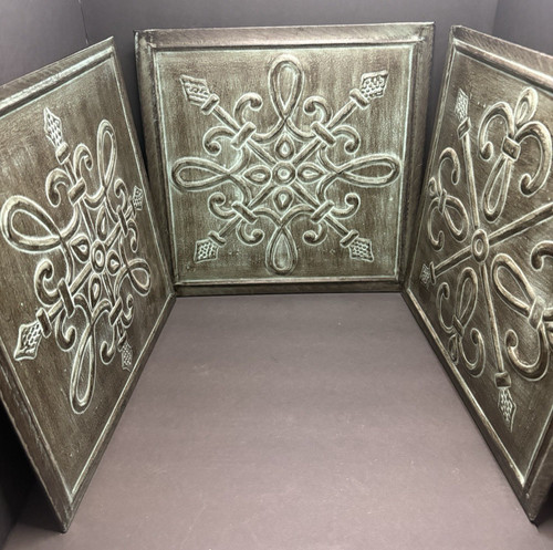 VTG Three (3) Southern Living at Home Square Wall Art Patina Metal Panels 14x14"