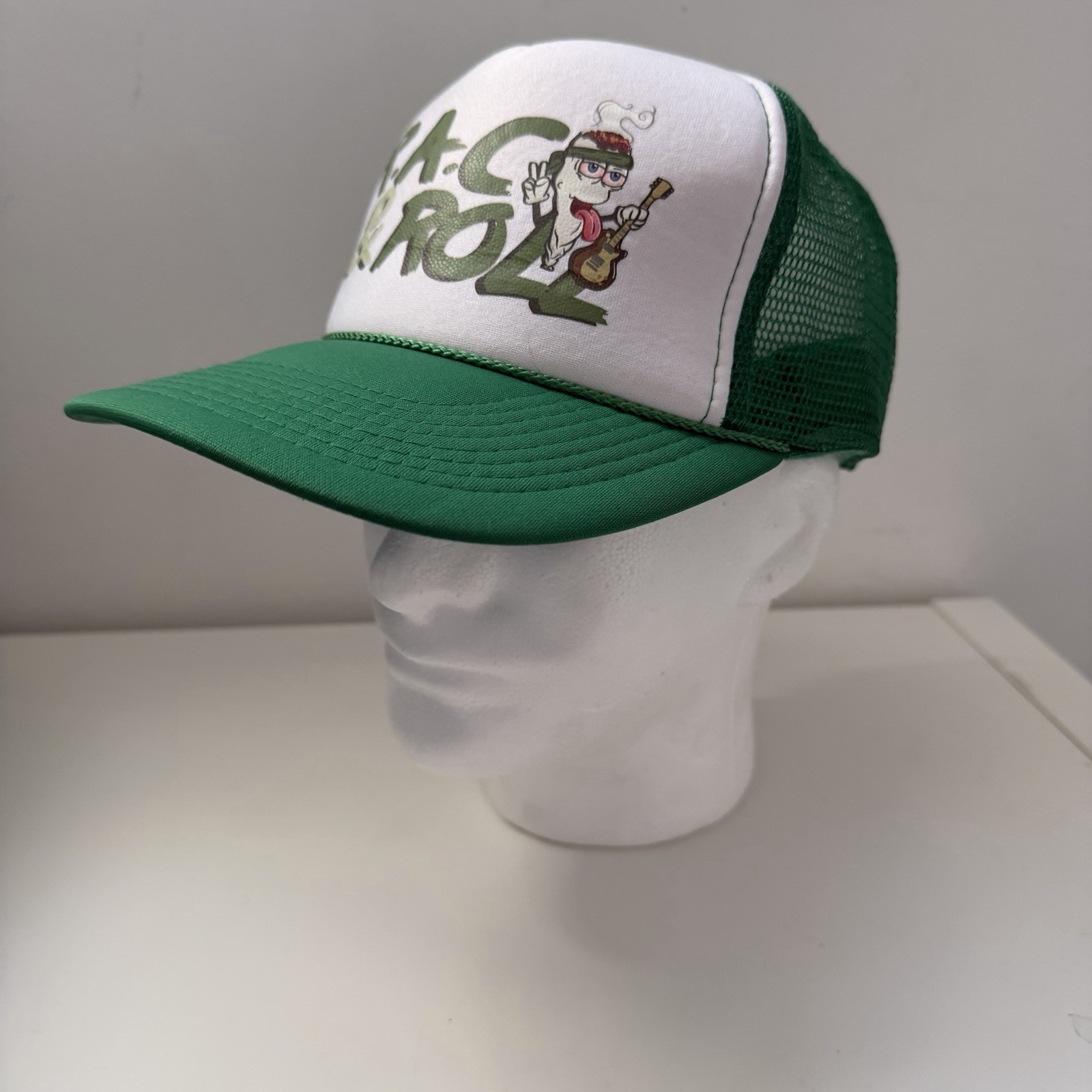 Novelty 420 Weed Hat RAC Roll Marijuana Joint SnapBack Green Trucker Foam Cap