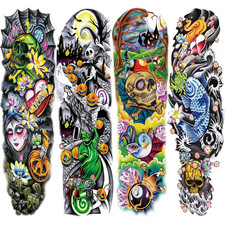 Colorful Temporary Tattoos Sleeve, Full Arm Large Realistic Fake Sleeve Tattoo S