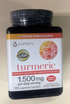 youtheory Turmeric Healthy Inflammation Support 1,500 Mg. 120 Caps Exp.  11/2027