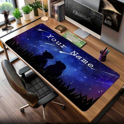 40*90cmPersonalized Anime Couple Mouse Pad&Desk Mat-Custom NameText,Starry N
