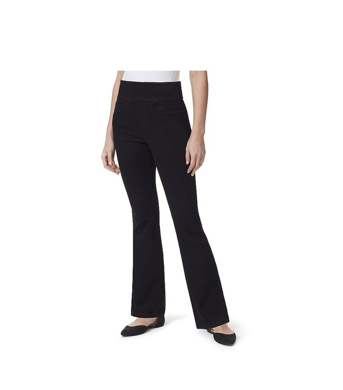 Gloria Vanderbilt Womens 12 Long Amanda Slimming Stretch Pull On Black Jeans
