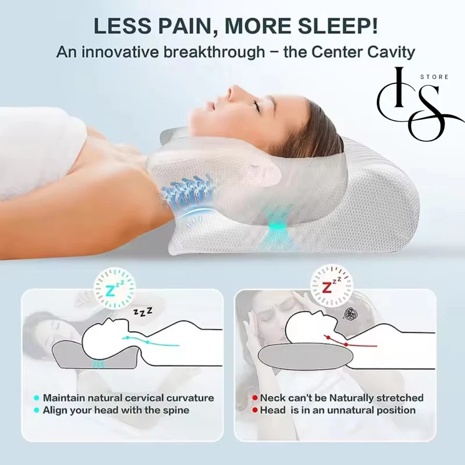 Cuscino Cervicale Ortopedico Memory Foam Guanciale Ergonomico Sanitario - Immagine 2 di 4