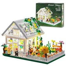 Flower House Building Mini Set with LED, City Street View Greenhouse Building...