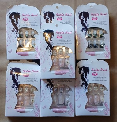 NEW 7x Packs Of Noble Nail Press On Nails w/ Glue Stick Decorative Stylish 