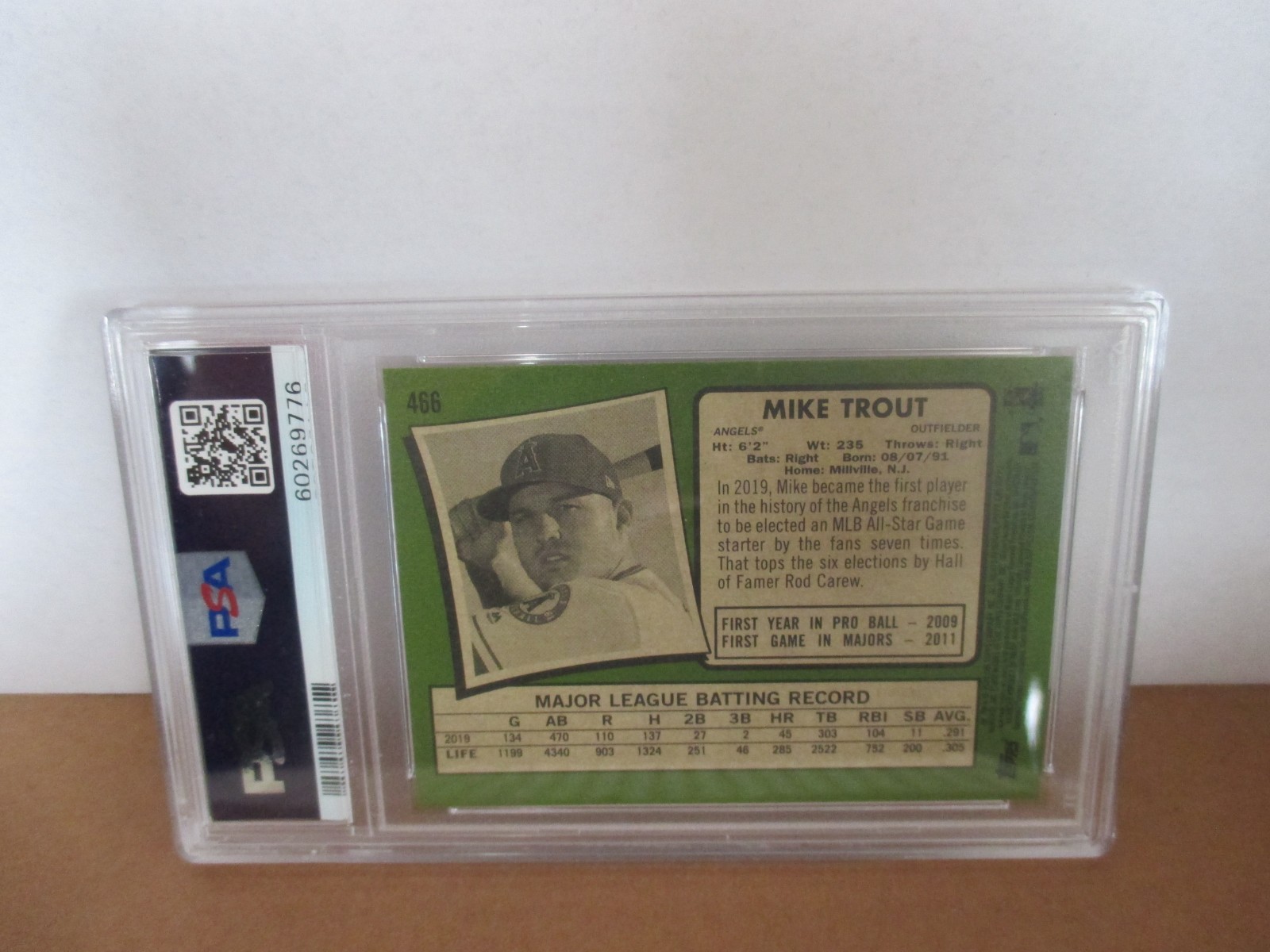 2020 Topps Heritage Mike Trout #466 Angels PSA 10 Graded Short Print🔥⚾ view 7