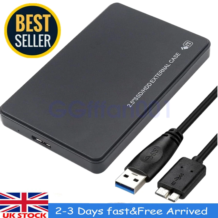 USB 3.0 SATA External Hard Drive Case 2.5 Inch Enclosure Caddy HDD SSD PS5 XBOX