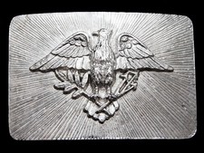 LH05149 VINTAGE 1970s  BALD EAGLE W/ BRANCH  ARROWS  PATRIOTIC BELT BUCKLE