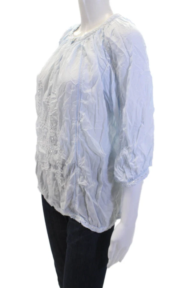 Blusa Melissa Odabash para mujer con cuello en V detalle de lentejuelas azul claro talla única Foto 2 de 4