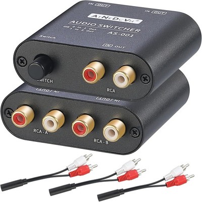 Audio Switch 2 Ports 1 In 2 Out RCA 3,5 mm Splitter Box