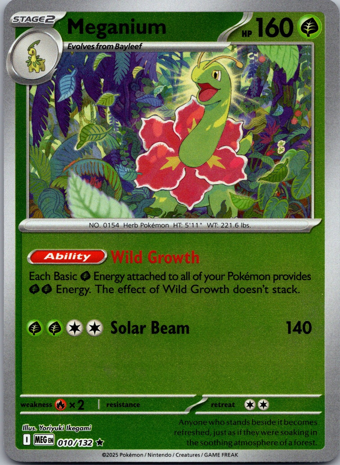 Meganium Reverse Holo Rare ME01: Mega Evolution 010/132 NM-LP