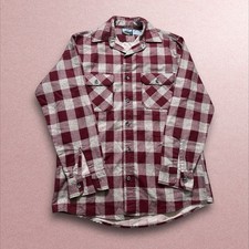 Fieldmaster Flannel Shirt Mens Medium Tall Red Plaid Button Down Made in USA 80s