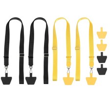 4Pcs Smart Phone Lanyard with 8 Patches, Black/Yellow 55-30cm 