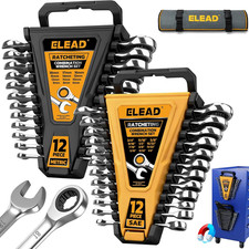 24-piece Ratcheting Wrench Set Metric 6-18mm Sae 14-34 12-point 72-tooth