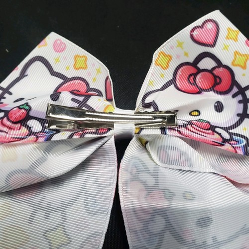 Hello Kitty Large Hair 7" Strawberry Bow Clip Grosgrain Ribbon Girls Cheer Dance - Picture 2 of 2