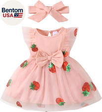 Baby Girl Flower Dress Summer, Tutu Tulle Boho Princess Wedding Birthday Party D