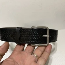 Nocona Money Belt Co Basketweave Western Black Leather Men 30 Rodeo Cowboy