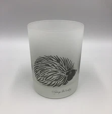 Vintage Georges Briard Frosted Hedgehog Porcupine Cocktail Lowball Bar Glass
