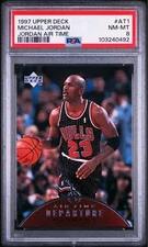 1997 UPPER DECK MICHAEL JORDAN AIR TIME #AT1 BULLS HOF PSA 8