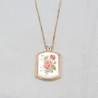 New ListingVintage Avon Pink Rose Pendant Necklace Gold tone 18" Estate Costume Jewelry