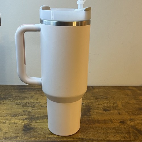 Stanley Cup Tall 40oz Light Pink Blush H20 Quencher Tumbler with Lid Straw EUC - Bild 7 von 24