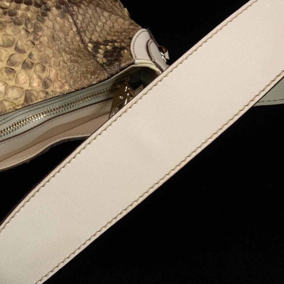 GUCCI Python Leather Horsebit Shoulder Bag Gold A… - image 13