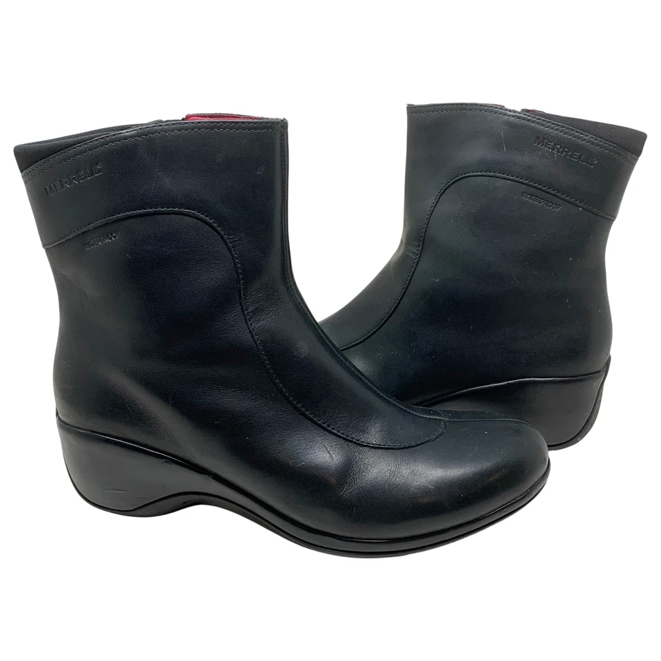 Merrell Angelic Waterproof Mid Boots Black Leather Zip Women's Sz 8.5 J68692 - Image 2 of 4